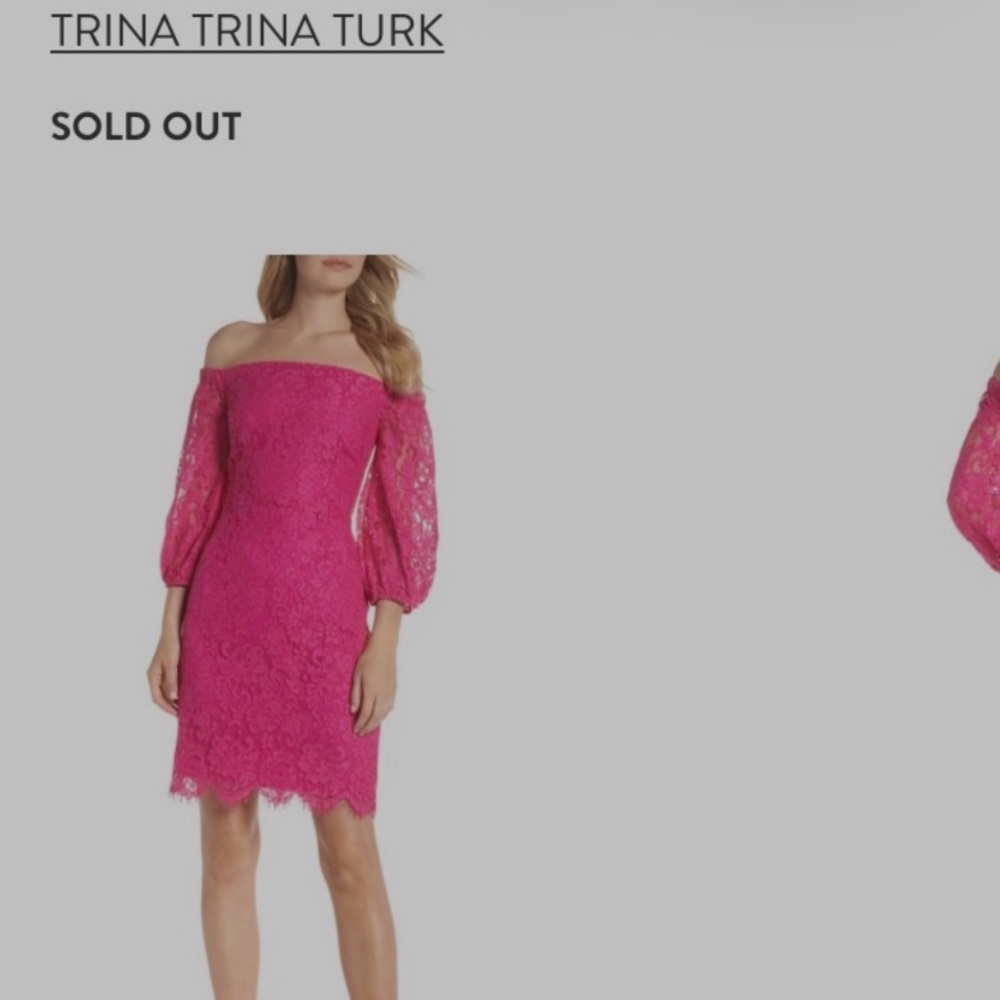 Trina Turk Fuchsia Lace Off-Shoulder Midi Dress